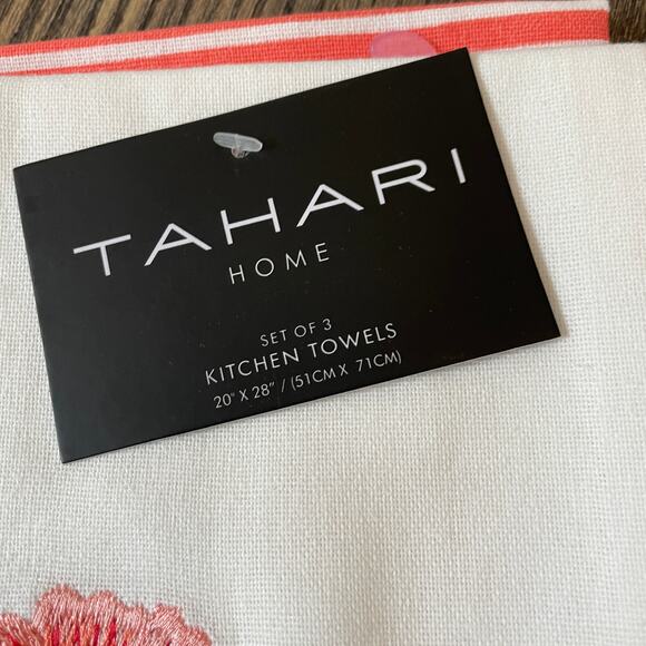 TAHARI HOME Spring Floral Embroidered Kitchen Towel Set of 3 Poppy Garden NEW - Picture 8 of 8